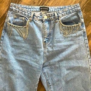 PLT Light Blue Wash Diamante Tassel Pocket Jeans